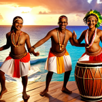 **

*   **Prompt:** Sega dance, Mauritius, vibrant colors, traditional ravanne drum, smiling dancers, ocean background, sunset, joyful atmosphere, African influence.

**