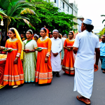 Multicultural Celebration**

"A vibrant street festival in Port Louis, Mauritius. People of diverse ethnic backgrounds are wearing traditional, fully clothed attire, celebrating a religious holiday (Diwali or Eid). Colorful decorations, food stalls with authentic Mauritian cuisine. Safe for work, appropriate content, professional photography, perfect anatomy, natural proportions, family-friendly."

**