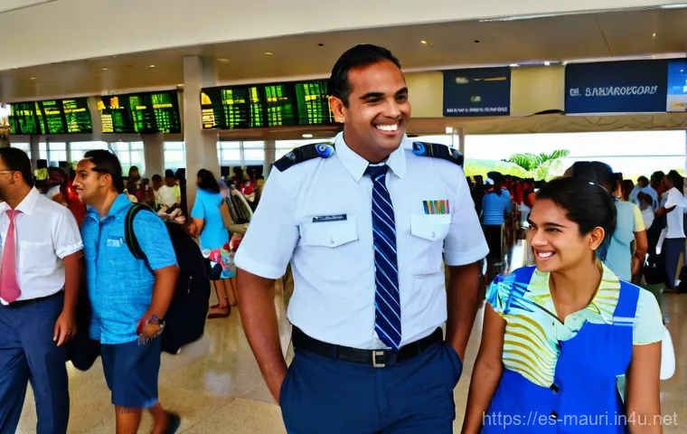 모리셔스 비자 정보 - Image Prompt 1: Welcoming Arrival at Mauritius Airport**