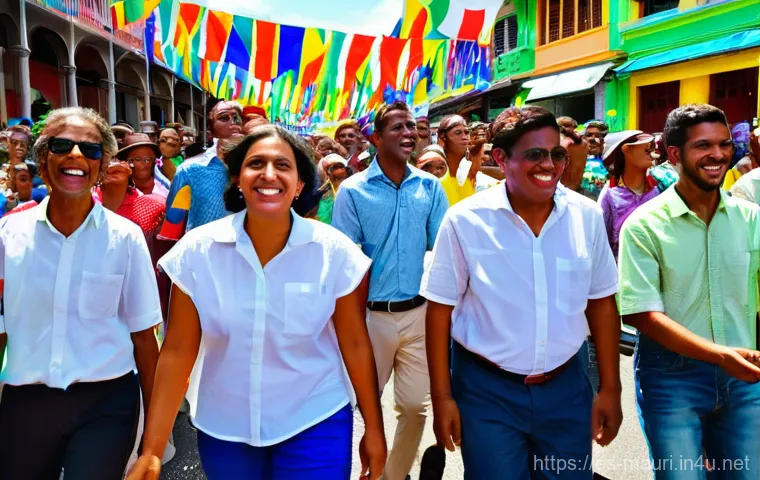 모리셔스 로컬 정치 현황 - Prompt 1: Mauritian Election Celebration and Peaceful Transition**